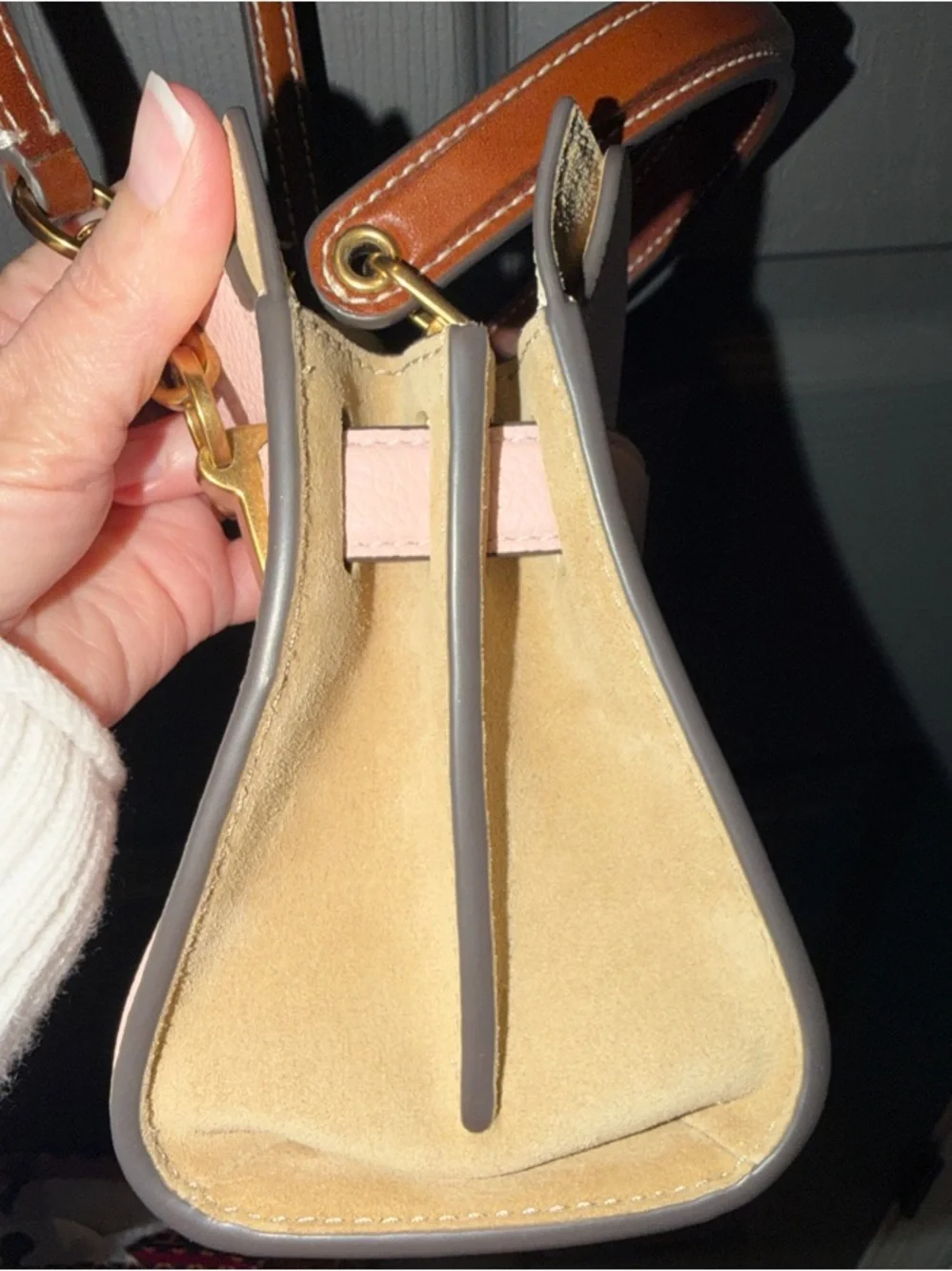 Tory Burch Petite Lee Radziwill Pebbled Pink Sand - Picture 8 of 11